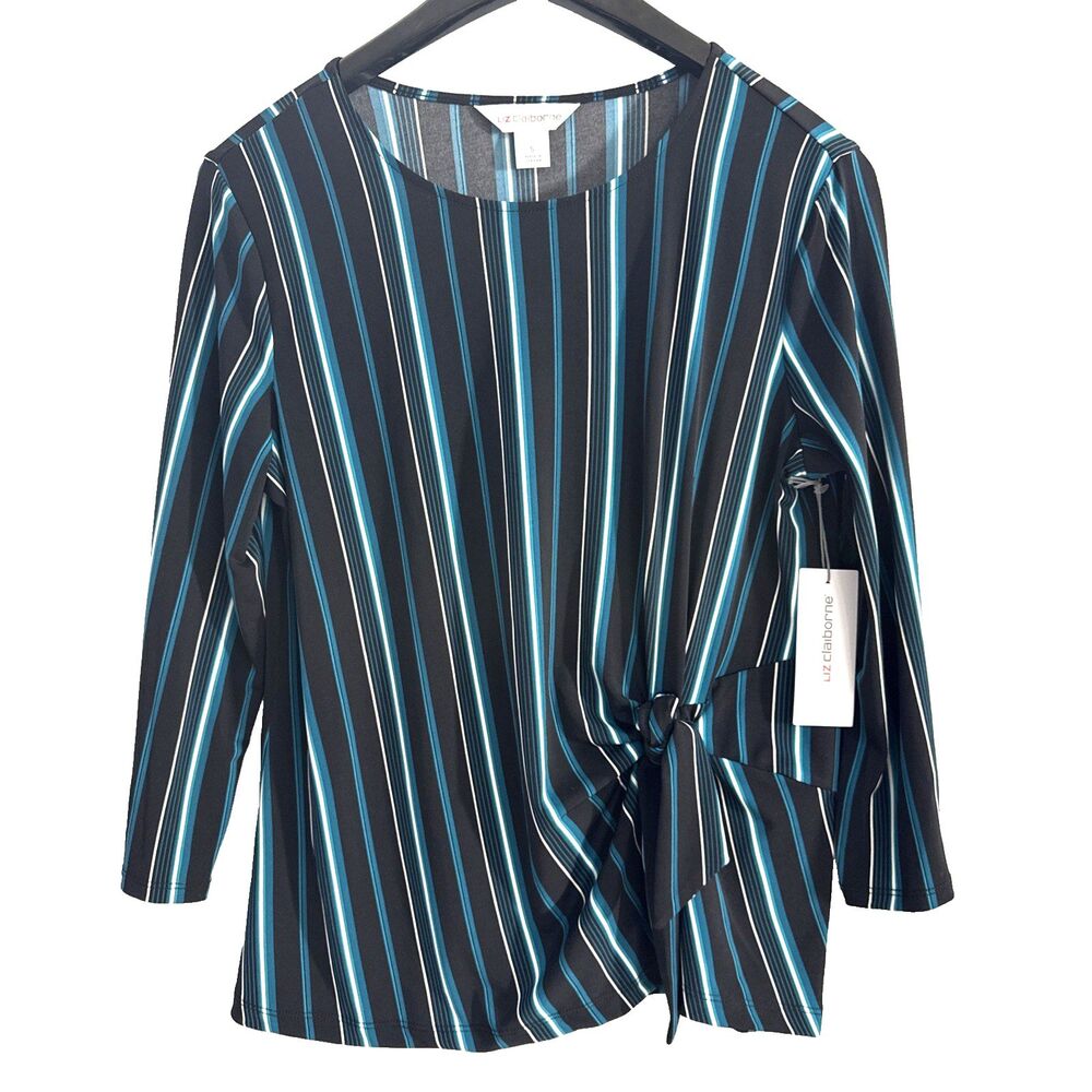 Liz Claiborne Side Tie Blouse Striped Business Casual workleisure - S NWT
